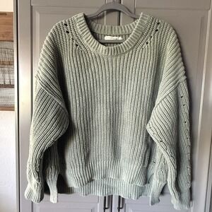 Altar'd State Women's Chunky Knit Crewneck Sweater, Sage Green, XL